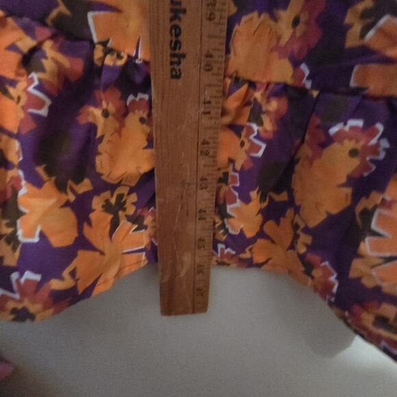Vtg Hawaiian Floral Mumu Caftan House Dress Womens 2X Orange Purple Comfy Flowy - Picture 8 of 11